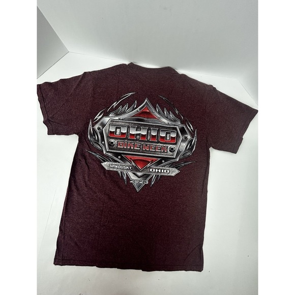 The Unbranded Brand Tops - Ohio Bike Week Sandusky 2023 Sz S/M Burgandy Women's Summer Tshirt